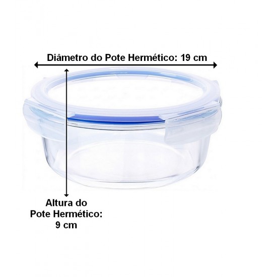 Pote Hermético 1,5 Litros Redondo De Vidro Borossilicato
